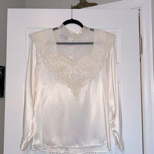 Vintage 1980’s satin lace blouse by San Andre Size 10